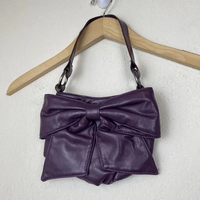 Y2k 人造皮革微型钱包迷你紫色蝴蝶结 Coquette — 第 1/4 张图片
