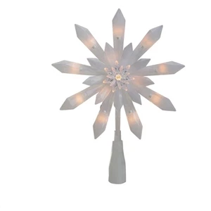 Northlight 9-Inch Lighted White Snowflake Christmas Tree Topper - Clear Lights - Picture 1 of 4