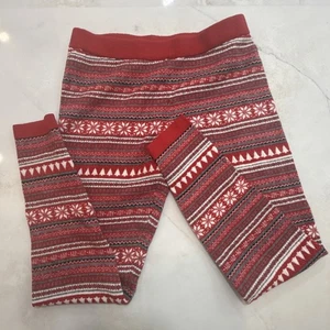Cynthia Rowley Sleepwear Fair Isle Leggings Women’s M Red Knit Holiday Lounge - Picture 1 of 8