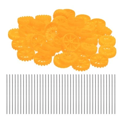 50x Spielzeugautoreifen 30mmx8mm Kunststoffrolle und 2mmx100mm Rundstabachsen #3 - Bild 1 von 4