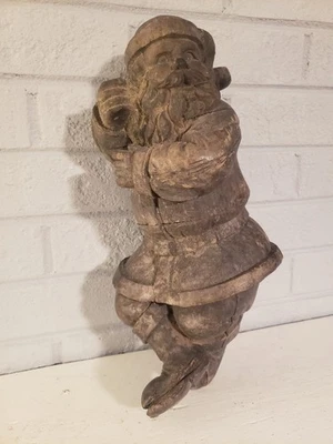 13" Old Mold Santa Claus Woodcarving for making Paper Mache Figurines - Image 1 of 4