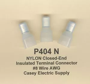 25 NYLON Insulated Closed End Terminal Connectors #8 Wire Gauge AWG USA - Picture 1 of 2