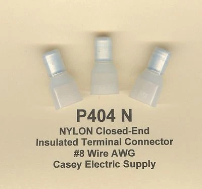 25 NYLON Insulated Closed End Terminal Connectors #8 Wire Gauge AWG USA - Image 1 of 2