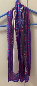 Vintage-Oscar de Le Renta-Oblong Silk Purple/Gold Paisley Scarf- 52" by 11" - Picture 1 of 4