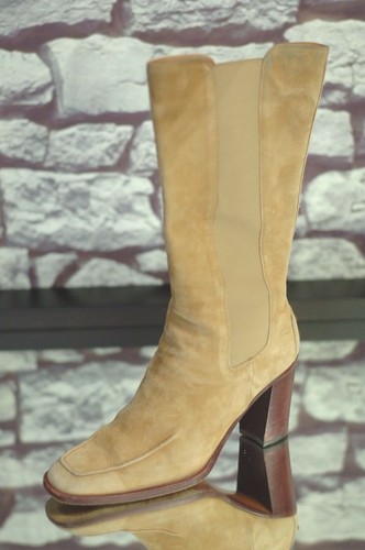 TOD’S Stivali di lusso TOD'S donna beige pelle scamosciata tacco 7 M 37 5