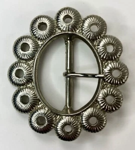 Silver Color scalloped concho Metal Belt Buckle/ Beautiful Buckle 3”X 2.75” - Picture 1 of 10
