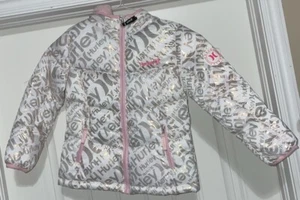 HURLEY YOUTH GIRLS WINTER PUFFER JACKET WHITE/PINK SHIMMER SZ 5 - Picture 1 of 8