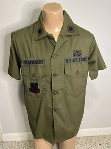 US AIR FORCE Vietnam OG 107 Utility Shirt USAF Tactical Air Command Patches - Bild 1 von 5