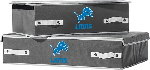 Detroit Lions NFL Set of 2 Collapsible Under the Bed Storage Bins Cover