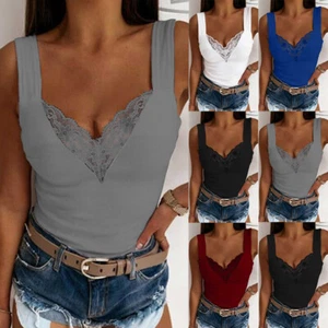 Womens Summer Sleeveless Plain Tank Tops Ladies Cami Vest Blouse T-Shirt Size 16 - Picture 1 of 10