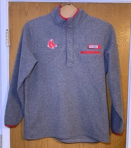 Columbia PFG Boston Red Sox 1/4 Snap Fleece Sweatshirt Sz L Heather Grey - Picture 1 of 12