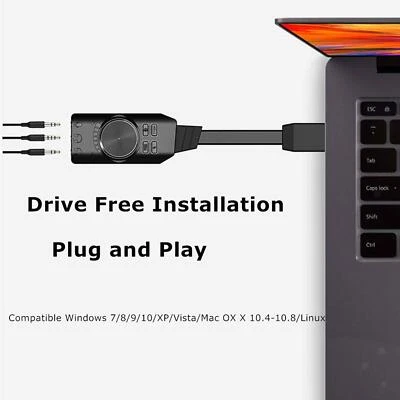 Adattatore per scheda audio audio 3D virtuale 3D USB 2.0 esterno per laptop - Immagine 1 di 4