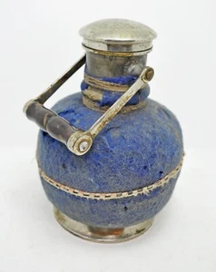 Original Antique Brass Water Bottle Old Hand Crafted Cloth Covered With Handle - Picture 1 of 7