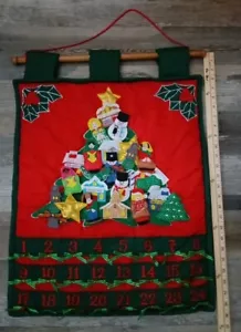 Vintage Pockets Of Learning Christmas Tree Advent Fabric Count Down Calendar - Picture 1 of 7