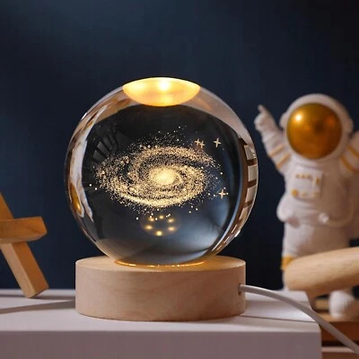 New Crystal Ball Night Lamp Creative 3D Glowing Planetary Galaxy LED Night Light - Image 1 of 4