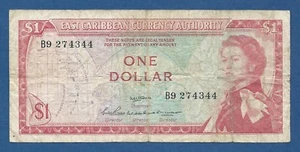 EAST CARIBBEAN STATES -- 1 DOLLAR ND ( 1965 ) -- BC // F -- SIG. 2 -- PICK 13a  - Picture 1 of 2