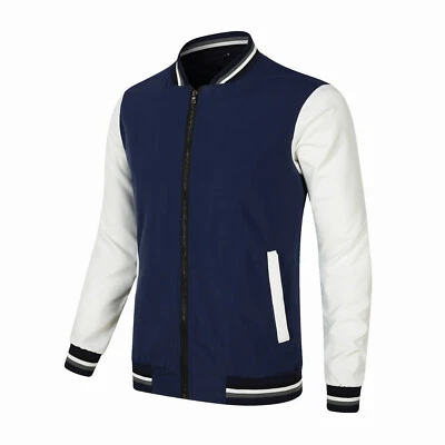 Mens Fashion Varsity Jackets Long Sleeve Slim Fit College Baseball Cotton Coat - Image 1 of 4