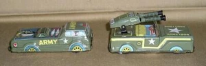 K TOYS - SET OF 2 ARMY VEHICLES - 1950'S ERA - FRICTION MOTORS - METAL - JAPAN - Picture 1 of 6