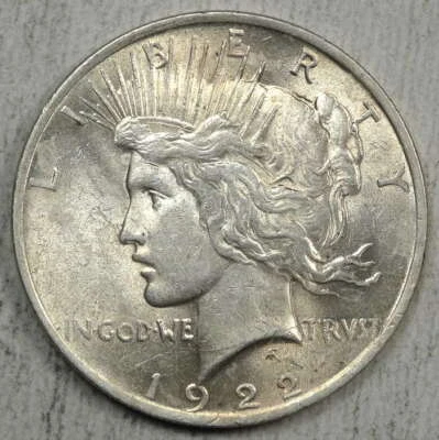 1922 Peace Dollar, VAM-2E2, Wing Die Break, Top 50, Choice Almost Uncirculated - Image 1 of 3