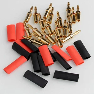 10Pcs 4mm Gold Plated Banana Audio Musical Speaker Wire Cable Connector Plugs   - Picture 1 of 10