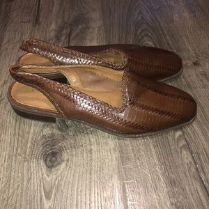Zapatos superiores Cabin Creek de cuero marrón con cordones tejidos Brasil 8,5 - Imagen 1 de 8