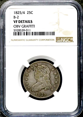 1825/4 25C Capped Bust Quarter Dollar - NGC VF Details  CC422 - Image 1 of 4