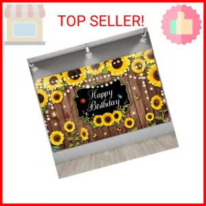 Sunflower Happy Birthday Party Decorations Rustic Wood Photography Butterfly Sun - Picture 1 of 2