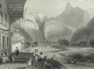 Switzerland Village of Kandersteg Pass of the Ghemmi After Bartlett 1844 - Picture 1 of 2