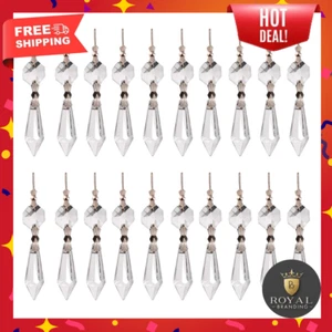 20 Pcs Clear Crystal Chandelier Icicle Prisms Replacement Parts for Lamp Decore - Picture 1 of 5