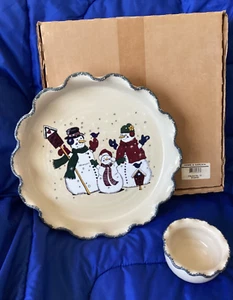 Vtg 2000 Home & Garden Party 13" Chip & Dip Snowman Pattern w/Original Box USA - Picture 1 of 14