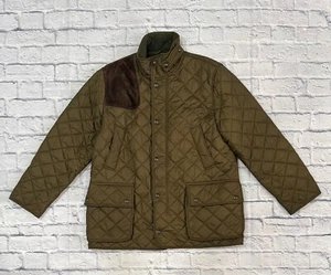 VTG Polo Ralph Lauren Jacket Men Medium Green Quilted Lined Hunting Field Coat - Picture 1 of 6