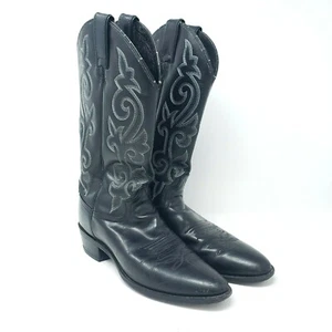 Botas vaqueras negras Justin 1409 London becerro para hombre talla 9 B - Imagen 1 de 12