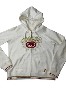 ecko rote Reißverschluss Jacke Hoodie Mädchen XL creme gold metallic und roter Besatz - Bild 1 von 8