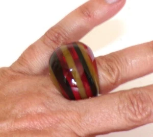 Sobral Formas Pop Ruga Stripe Artist Made Satement Ring Size 8 - Picture 1 of 7