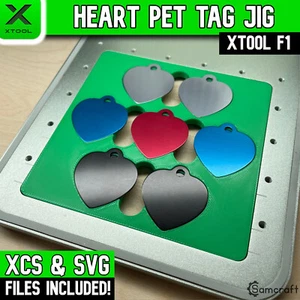 xTool F1 Heart Pet Tag Jig, Aluminum Pet Tag Jig, xTool Fiber Laser Jig - Picture 1 of 6