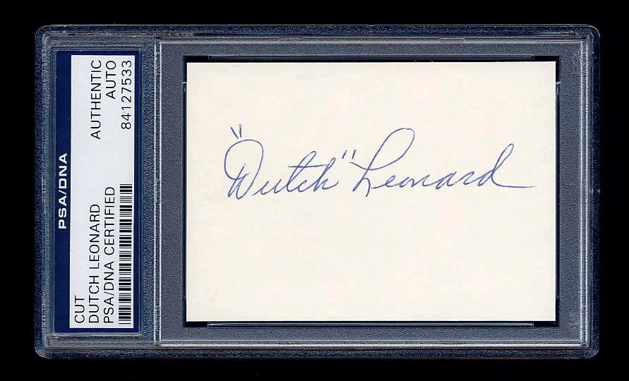 DUTCH LEONARD SIGNED MINT CUT PSA/DNA AUTO WASHINGTON SENATORS CUBS ALL STAR - Image 1 of 1