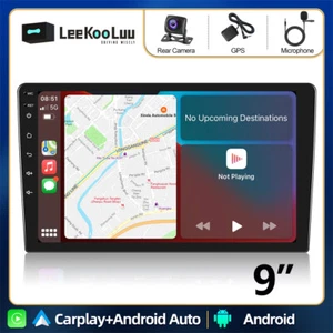 Double 2 DIN 9'' Android Apple CarPlay Car Stereo Radio GPS Navi Wifi FM +Camera - Picture 1 of 19