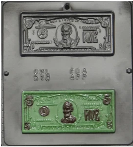 NUEVO BILLETE DE 2 CAVIDADES $5 moneda chocolate caramelo arcilla yeso molde fondant - Imagen 1 de 1