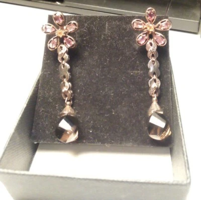 Orecchini d'argento in quarzo fumé e tormalina - Immagine 1 di 2