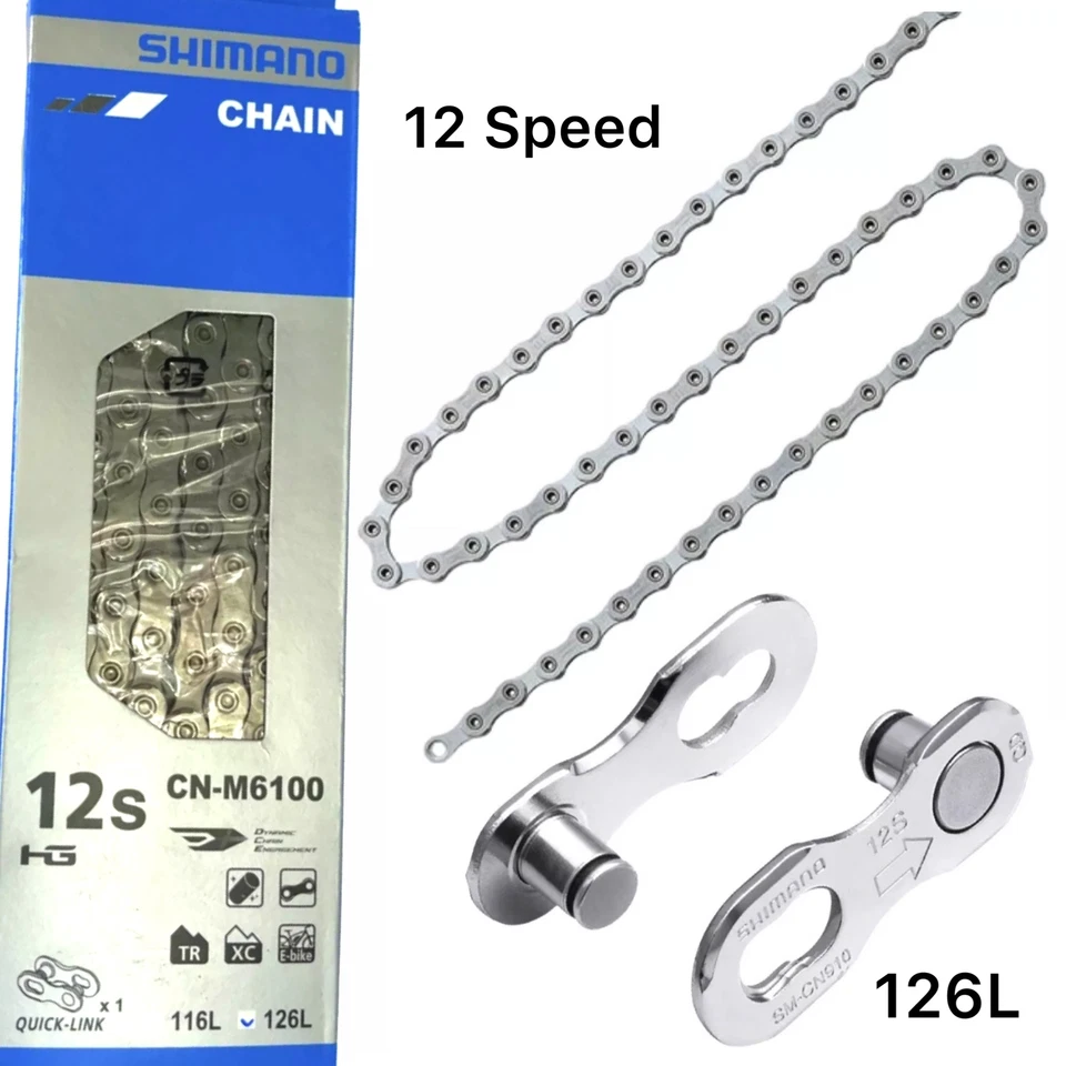 Shimano Fahrrad Kette CN-M6100 12-fach 126 Glieder + quick link kettenschloss  - Bild 1 von 1