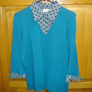 COVINGTON PULLOVER 3 BUTTON 3/4 SLEEVED BLOUSE LG - Imagen 1 de 2