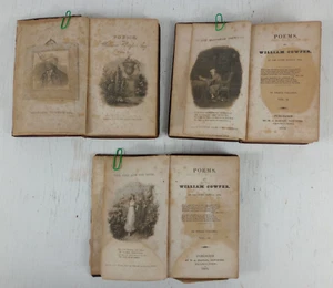 Poems By William Cowper (Vol 1 2 & 3) Antique 1824 - Picture 1 of 8