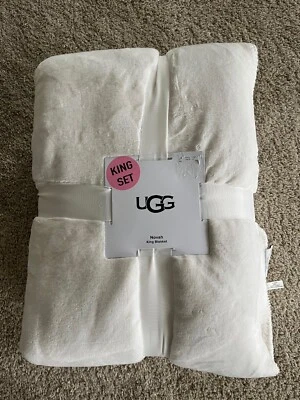 UGG Novah King Fleece Blanket Snow White Bedding Comforter Reversible - Image 1 of 4