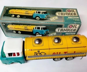 Vintage Tin Friction Oil Tanker Truck #MF201 w/Sound Effects in Box- Pre-Owned - Picture 1 of 8