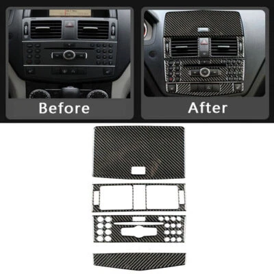 4Pcs Carbon Fiber Interior Decor Trim Fit For Mercedes-Benz C Class W204 2007-10 — 第 1/4 张图片