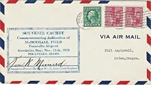 Flughafen Widmung Pilot signiert McDougall Field, Waffenstillstandstag, Pocatello Idaho - Bild 1 von 2