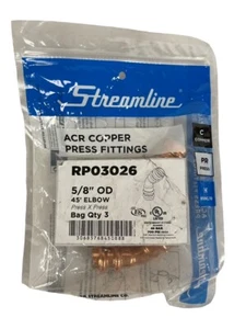 NEW Bag of 3 Mueller Streamline ACR Copper Press Fittings RP03026 - Picture 1 of 1