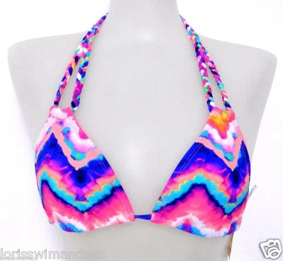 California Waves Junior Small Vibrant Multi-Color Bikini Swimsuit Top NWT S - Image 1 of 4