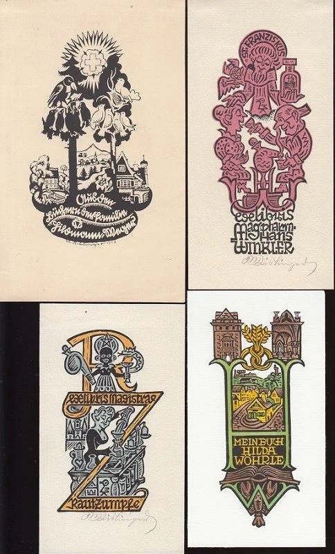 4 Exlibris Bookplate Holzschnitte Max Kislinger 1895-1983 Akt Konvolut Lot 6 - Bild 1 von 1