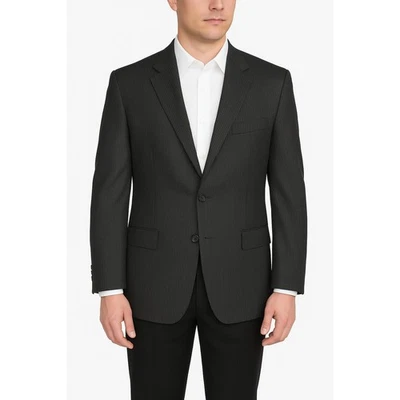 Geoffrey Beene Jacket Mens Size 42R Black Grey Pinstripe Blazer 2Button Wool - Image 1 of 4